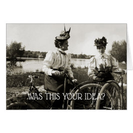 VICTORIAN WOMEN BICYCLE RIDE VINTAGE PFOTOGRAPH HÄLSNINGSKORT