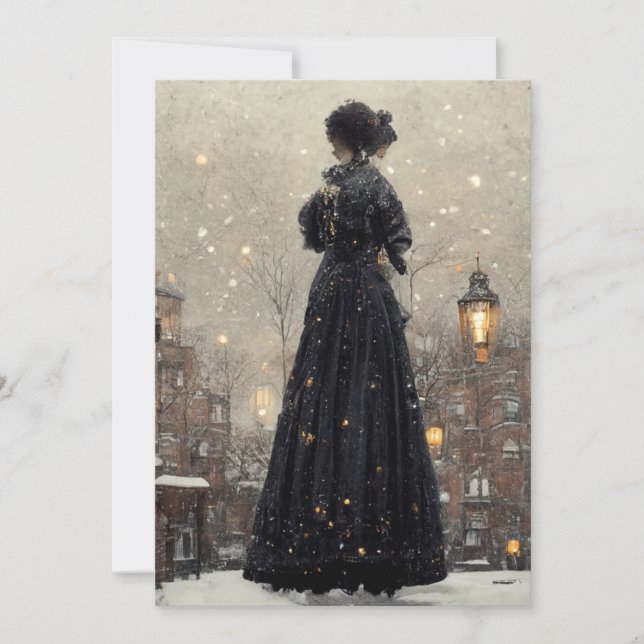 Victorian Women snö scen Tack Kort (Framsida)