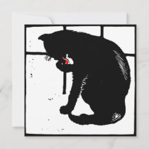 Victorian Woodcut Boskap Black Cat