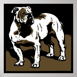 Victorian Woodcut Boskap Bulldog Poster