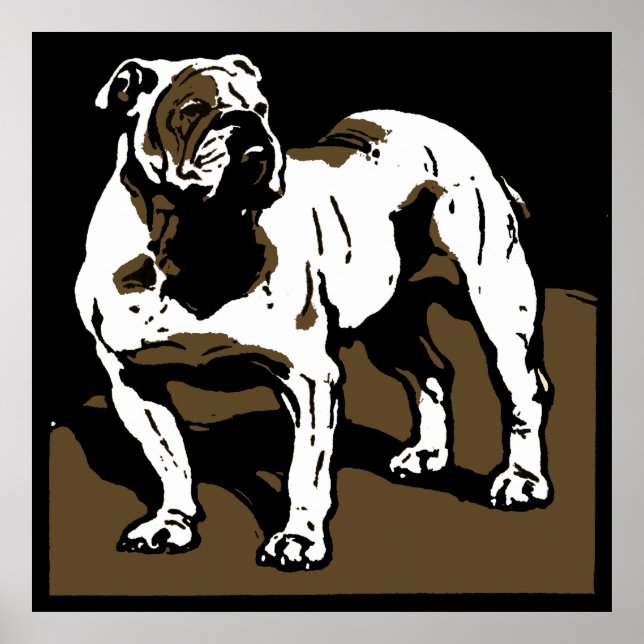 Victorian Woodcut Boskap Bulldog Poster (Framsidan)