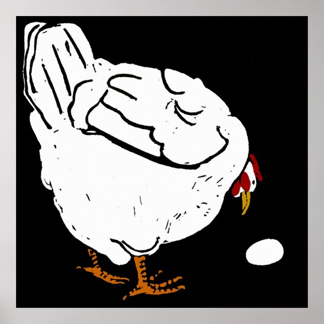 Victorian Woodcut Boskap Chicken and Egg Poster (Framsidan)