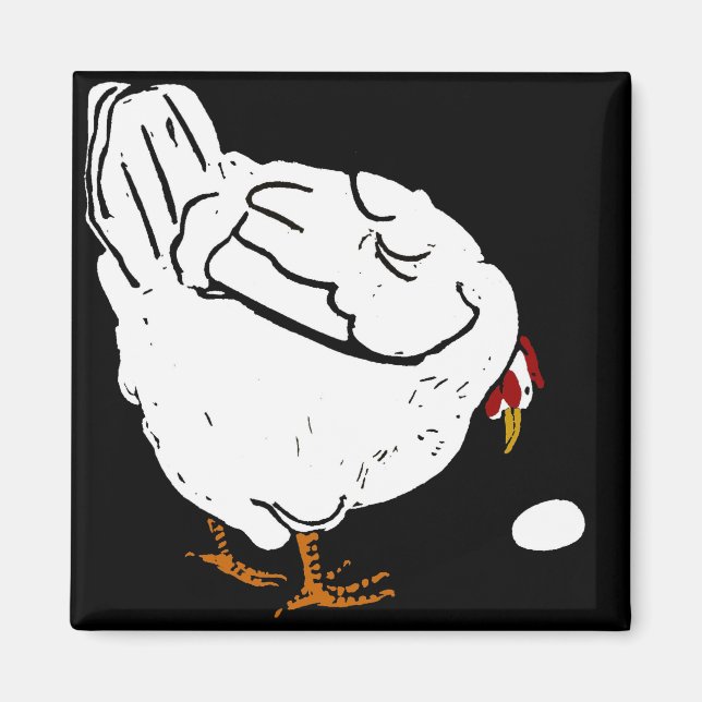 Victorian Woodcut Boskap Chickens Magnet (Framsidan)