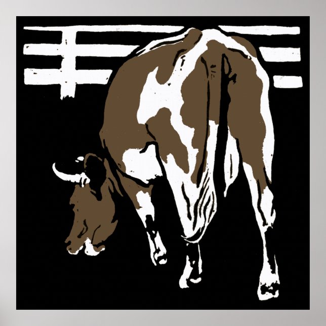 Victorian Woodcut Boskap Cows Poster (Framsidan)