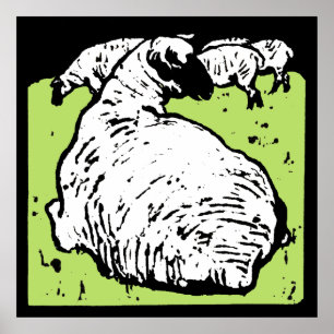 Victorian Woodcut Boskap får Poster