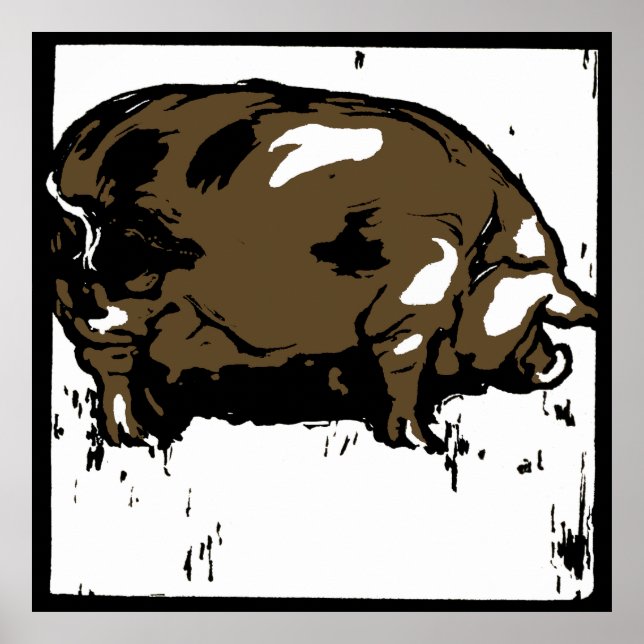 Victorian Woodcut Boskap Grisar Poster (Framsidan)