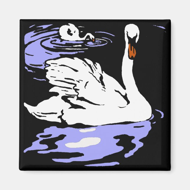 Victorian Woodcut Boskap Svanar Magnet (Framsidan)