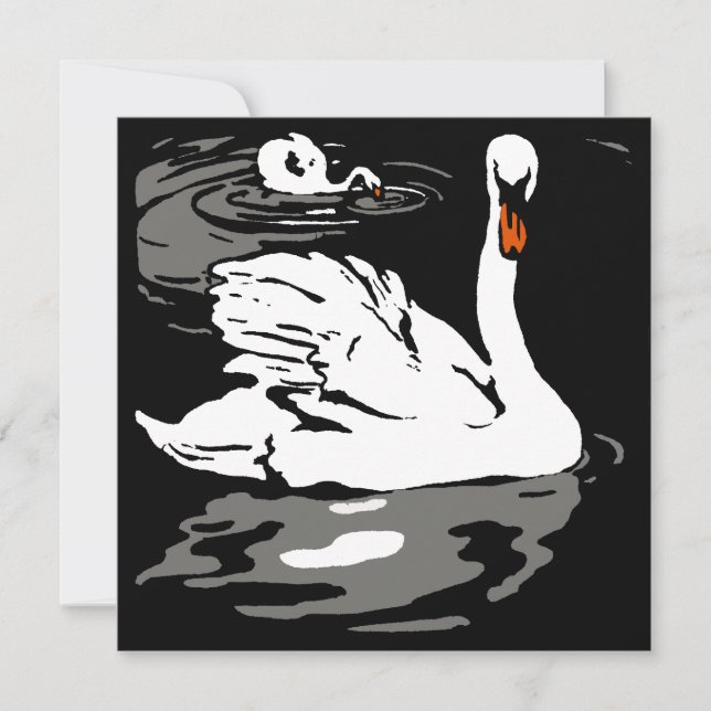 Victorian Woodcut Boskap Svanar Meddelande (Framsida)