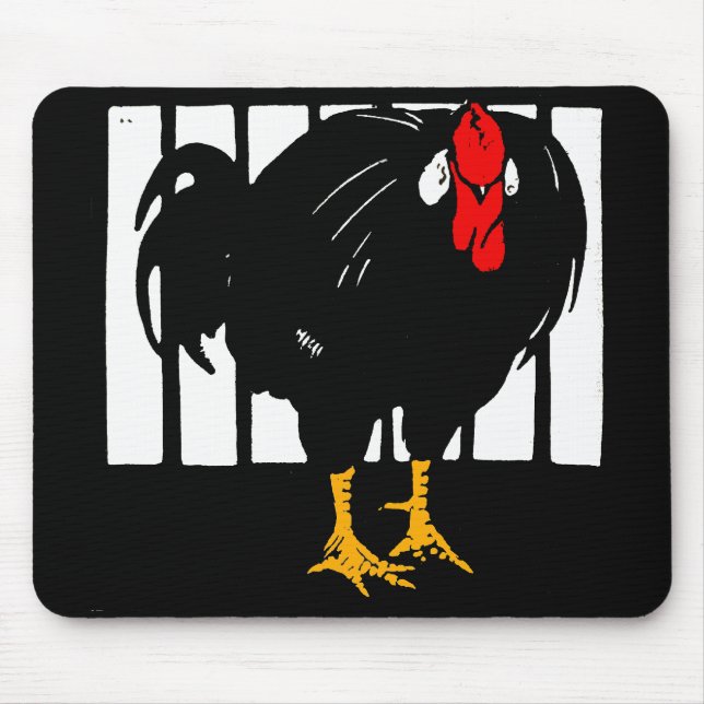 Victorian Woodcut Chicken Tupp Mousepad Musmatta (Framsidan)