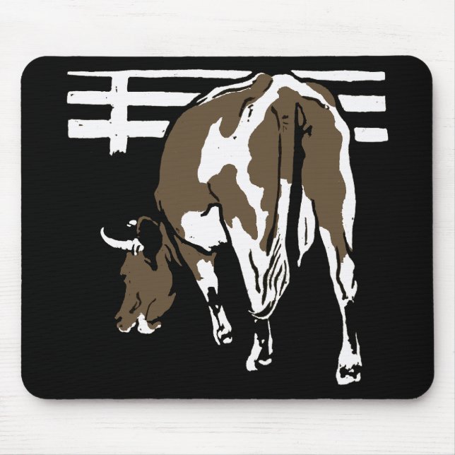 Victorian Woodcut Cow Mousepad Musmatta (Framsidan)