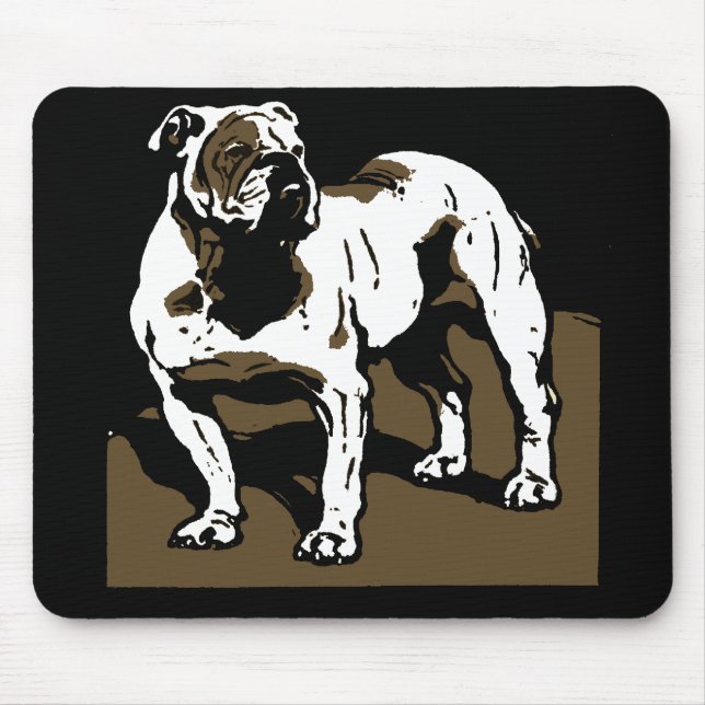 Victorian Woodcut English Bulldog Mousepad Musmatta (Framsidan)