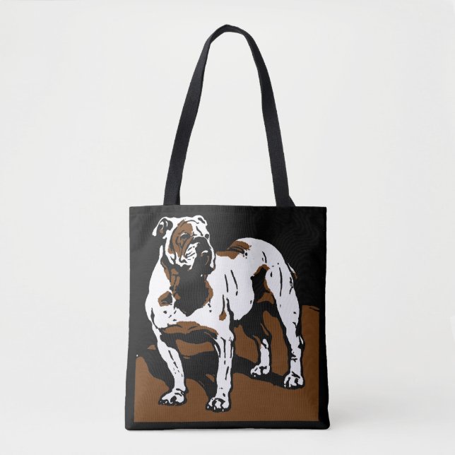 Victorian Woodcut English Bulldog på Bag Tygkasse (Framsida)
