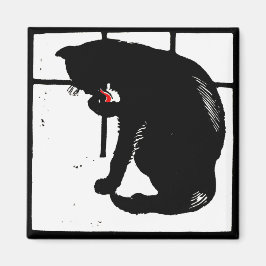 Victorian Woodcut Farm Animal Magnets Black Cat Magnet