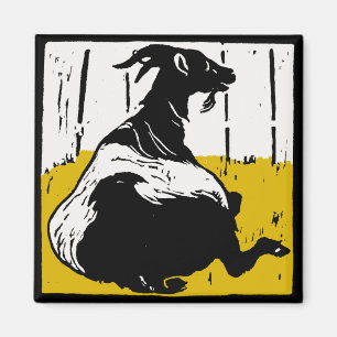 Victorian Woodcut Farm Animal Magnets Goats Magnet
