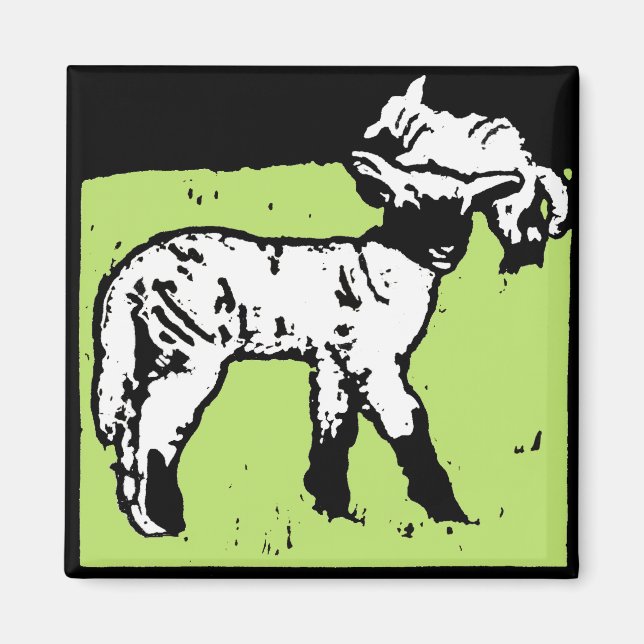 Victorian Woodcut Farm Animal Magnets Lambs Magnet (Framsidan)