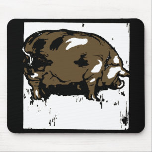 Victorian Woodcut Gris eller Hog Mousepad Musmatta