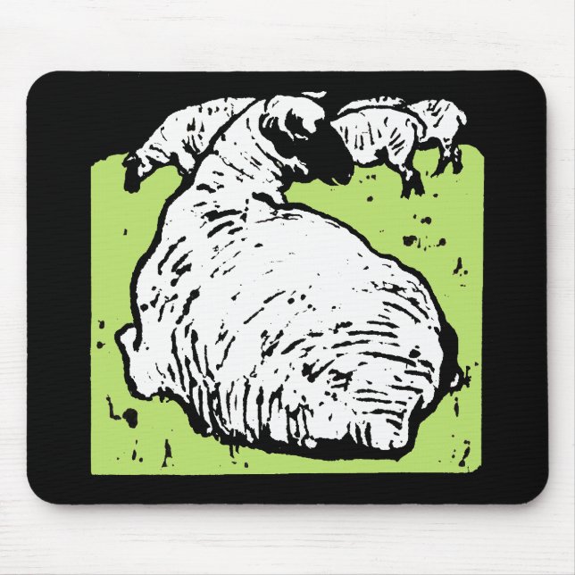 Victorian Woodcut Sheep Mousepad Musmatta (Framsidan)