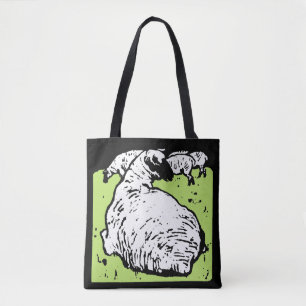 Victorian Woodcut Sheep på Bag Tygkasse