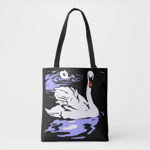 Victorian Woodcut Svanar på Bag Tygkasse