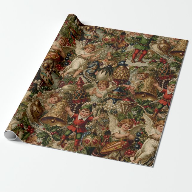 Victorian Yuletide Abundance Wrapping Papper Presentpapper (Utrullad)