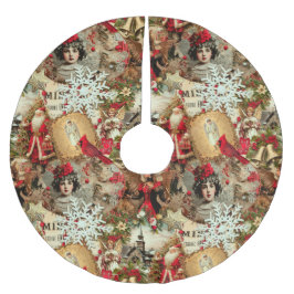 Victorian Yuletide Treasures Collage Julgransmatta Borstad Polyester
