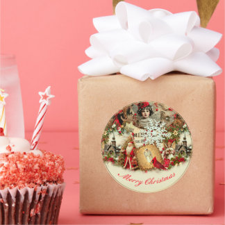 Victorian Yuletide Treasures Collage Runt Klistermärke