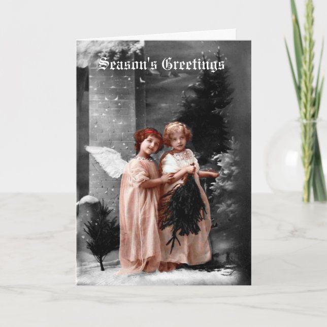 Victorianänglarjulkort, circa 1900 helgkort (Framsida)