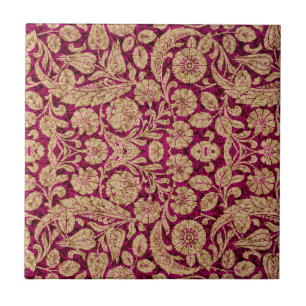 VictorianArabesque, CANTARA - Burgundy & solbränn Kakelplatta