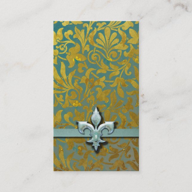 VictorianArabesque, NOBLESSE - Aqua & guld Visitkort (Framsida)