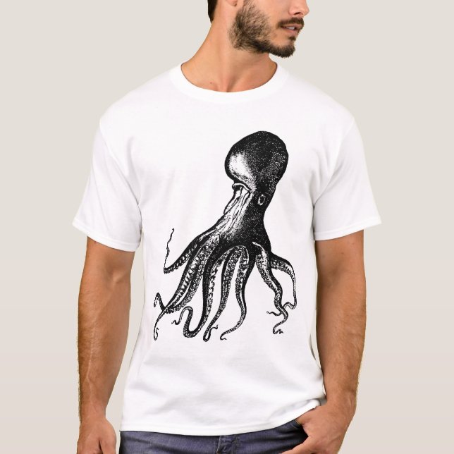 Victorianbläckfisk Kraken för Steampunk pirater T Shirt (Framsida)