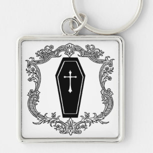 VictorianCasket Keychain Fyrkantig Silverfärgad Nyckelring