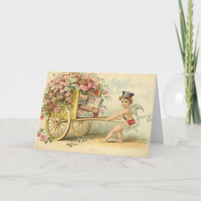 VictorianCherub med valentin dagkort Helgkort (Framsida)