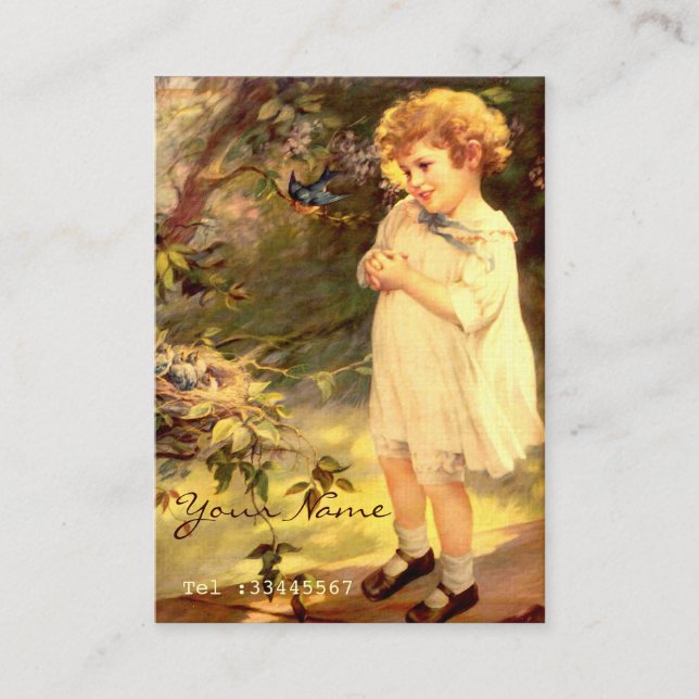 Victoriancutie med fåglar visitkort (Framsida)