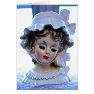Victoriandam i rufsad hättahuvudvas flickaktigt! hälsningskort