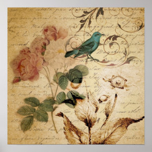 Victorianen rosa Paris skrivar den botaniska Poster
