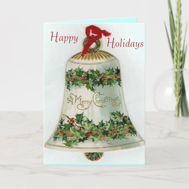 Victorianen sätta en klocka på julkortet helgkort (Framsida)