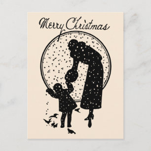 Victorianen silhouettes god jul helg vykort