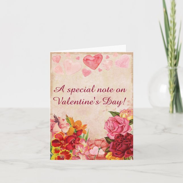 Victorianen Steampunk blommar hjärtavalentin dag Helgkort (Framsida)