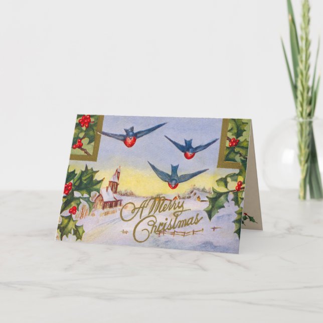 Victorianfågeljulkort Helgkort (Framsida)