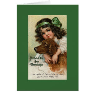 Victorianflicka-/hundSts Patrick kort för hälsning