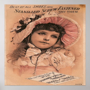 Victorianflickaannonseringen skor konsttrycket poster