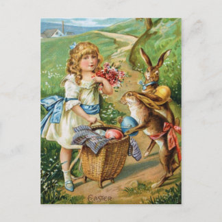Victorianflickan med påskhare & ägg postar helg vykort