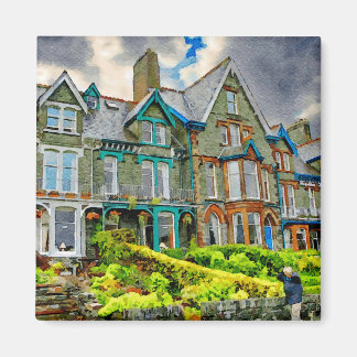 Victorianhuset i Keswick, färgat i vattenfärg Magnet