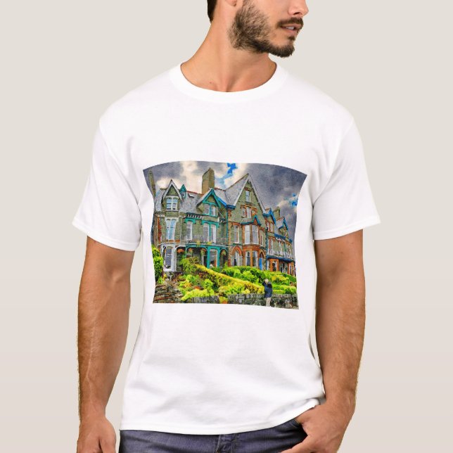 Victorianhuset i Keswick, färgat i vattenfärg T Shirt (Framsida)