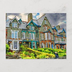 Victorianhuset i Keswick, färgat i vattenfärg Vykort