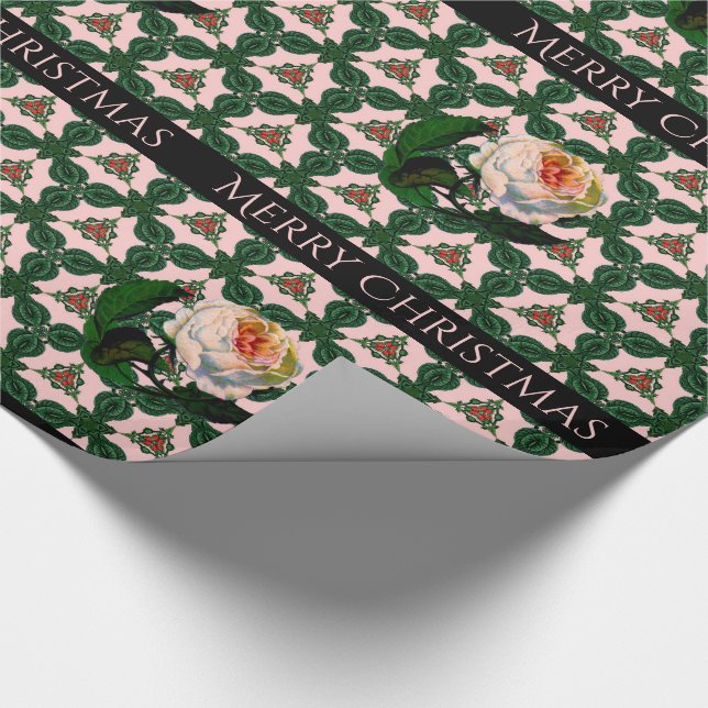 Victorianjulblomma på rosor presentpapper (Hörn)