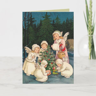 Victorianjulkort - lite änglar helgkort