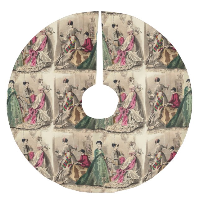 Victorianklänning med rosapilbågen julgransmatta borstad polyester (Framsidan)