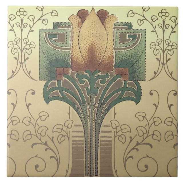 Victoriankonsthantverkblomma Kakelplatta (Framsidan)