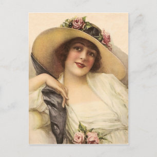 Victoriankvinna för vintage 1900's vykort